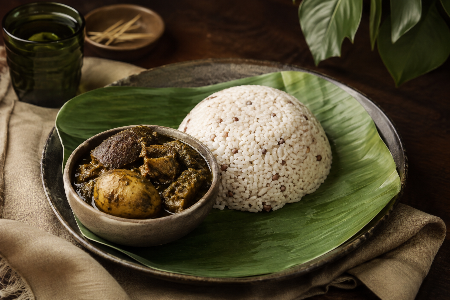 Illustrative Nigerian ofada food photography